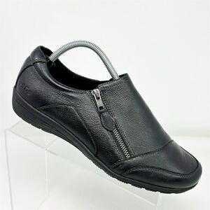 Taos Women's Character Black Leather Loafers Size 10 Wide Casual Flats Zipper